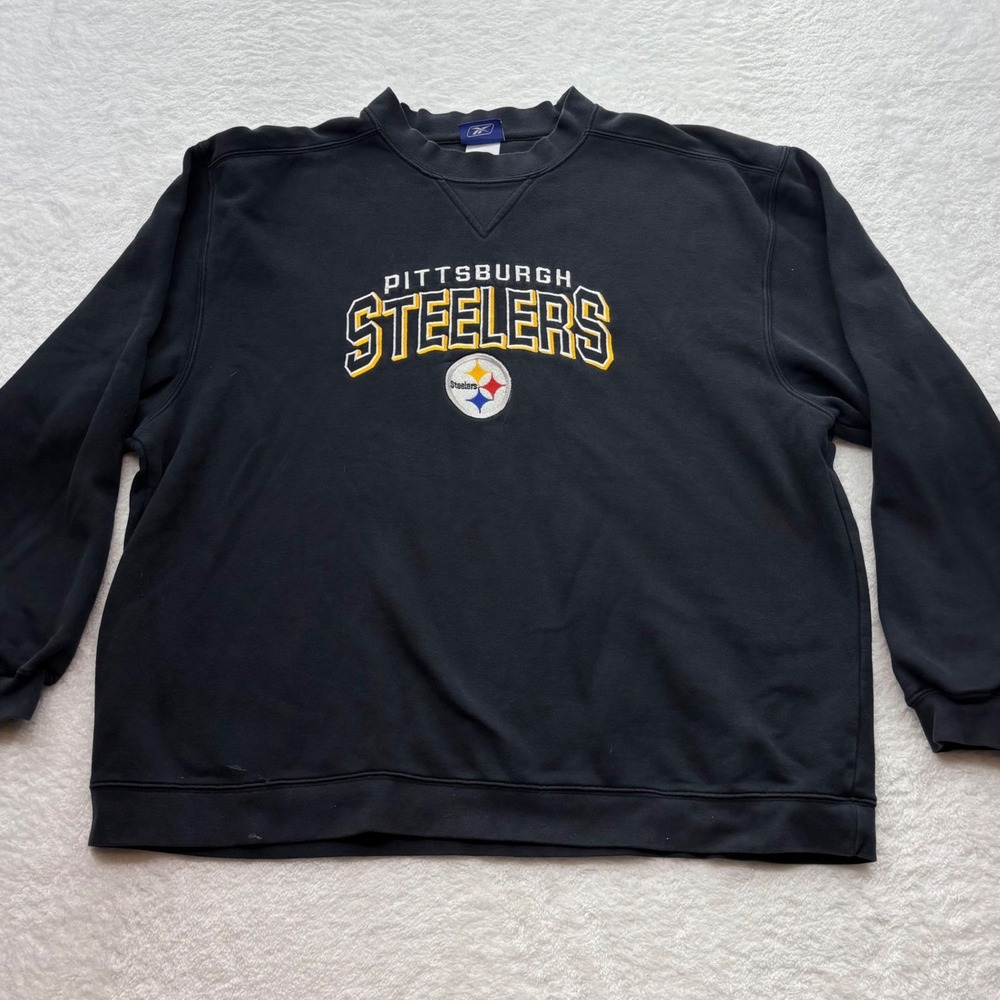 Reebok Pittsburgh Steelers Sweatshirt Mens XL Black Embroidered NFL R801A05